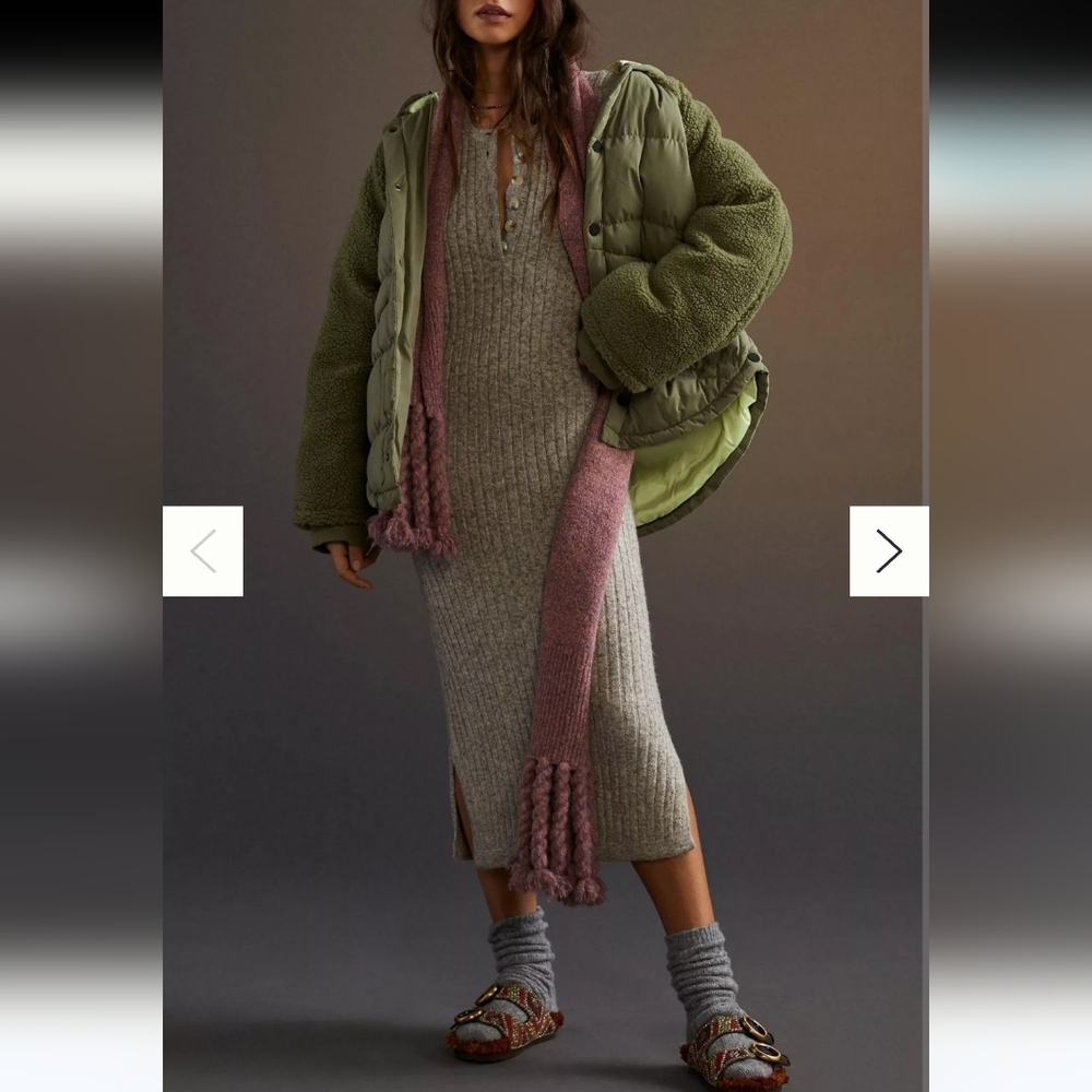 Anthropologie Olive Green Puffer Jacket